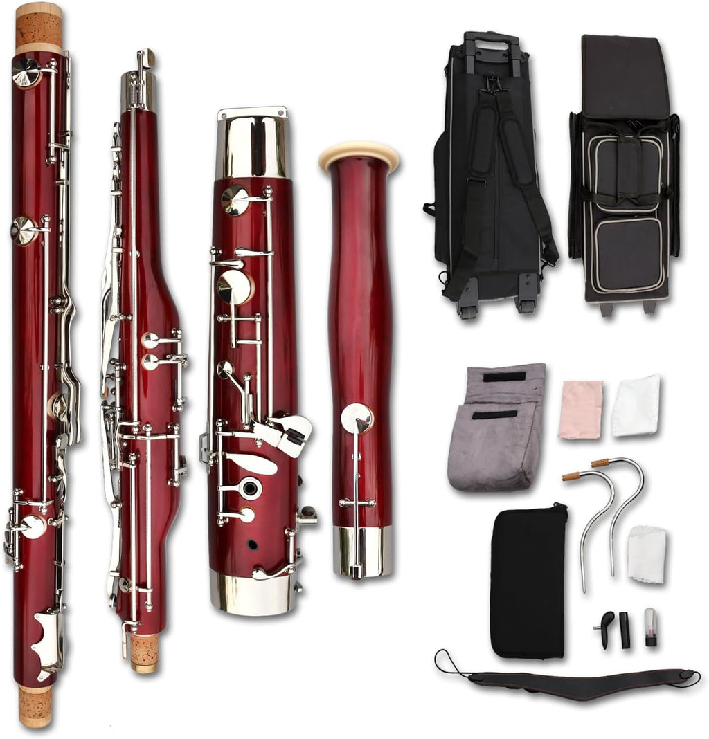 Bassoon Maple Wooded Bassoon C Key 26 Keys Silver Plated Woodwind Instrument with Case Accessories