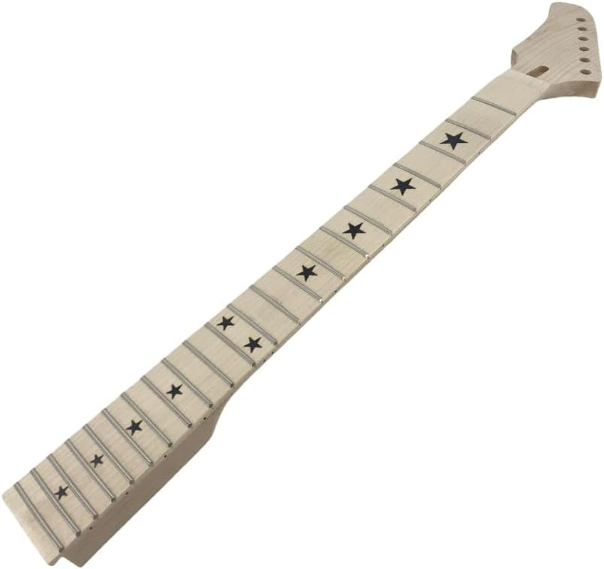 Guitar Neck 22Fret 25.5Inch Canada Maple Guitar Fretboard Banana Reversed Head Star Inlay
