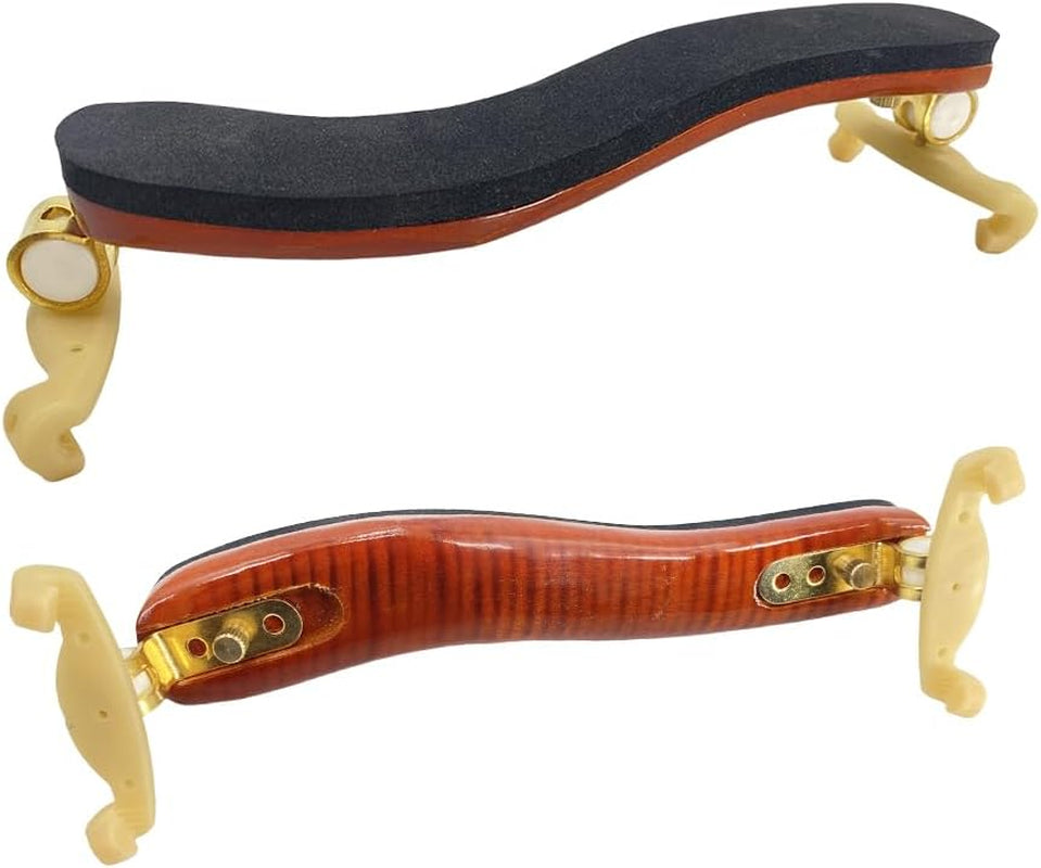 Violin Shoulder Rest 4/4 Full Size Flame Maple Wood Violin Shoulder Rest 3/4 Adjustable Width Violin Part (Brown)