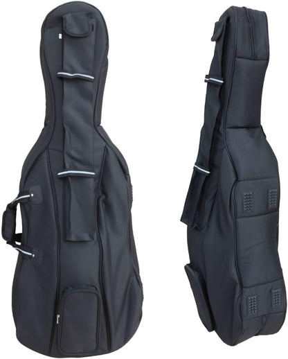 Cello Gig Bag, 4/4 Size, Nylon Exterior, 20Mm Thick Foam Padding, Adjustable Backstraps, Multiple Pockets, Front Accessory Storage, Back Sheet Music Pocket, Cello Travel Soft Case (Black)