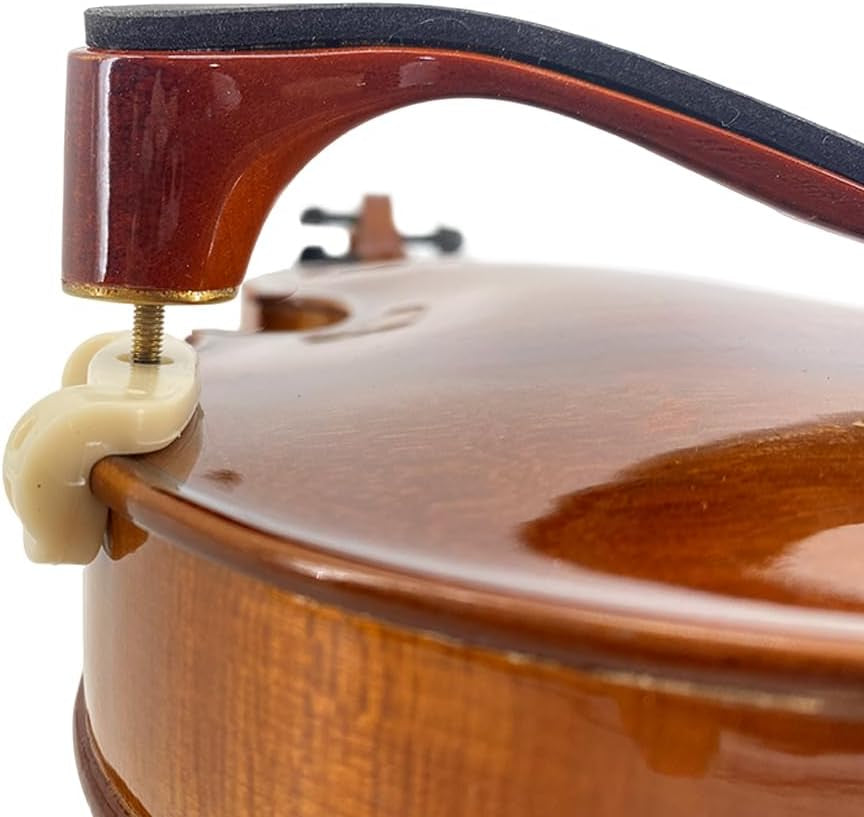 4/4 Full Size Violin Shoulder Rest 3/4 Maple Wood Tiger Stripe Height and Collapsible Adjustable Violin Part (Brown-High Feet)
