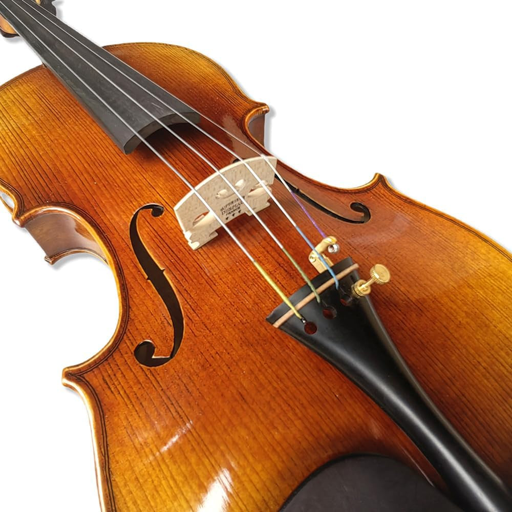 4/4 Full Size Acoustic Violin a Piece of Flame Maple Solid Wood Spruce Top Ebony Fittings 4 String with Case,Bow Handcrafted for Beginner