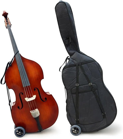 Upright Bass Cart Easy to Transport for 1/10 to 4/4 Size Double Bass with Durable Wheels Long Straps Including 1Pcs Shim Protective Pad (1X Bass Cart + 1X Pad)