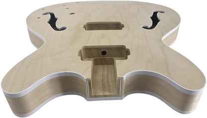 Basswood Electric Guitar Body+ Maple Top with Binding, HH Pickup, 335 Style Unfinished Guitar Part Handcrafted Diy (Arch Body)