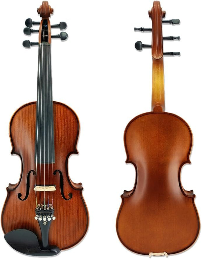 5 String Electric Violin Full Size Maple Back Side Spruce Top Ebony Accessories EQ Preamp with Hard Case,Brazilwood Bow,Rosin,Aux Cable,Cleaning Cloth,Shoulder Rest Beginner Student Violin