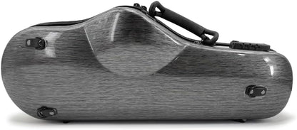 Composite Carbon Fiber Alto Saxophone Case - Lightweight, Durable, and Water-Resistant Protective Hard Case for Alto Sax with Comfortable Shoulder Strap and Plush Interior (Grey)