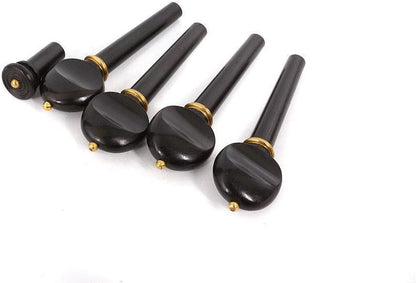 4/4 Full Size Violin Accessories Set - Includes Ebony Wood Pegs, Tailpiece, Fine Tuner, Chin Rest, Clamp, and End Pin - Premium Quality for Enhanced Sound and Durability