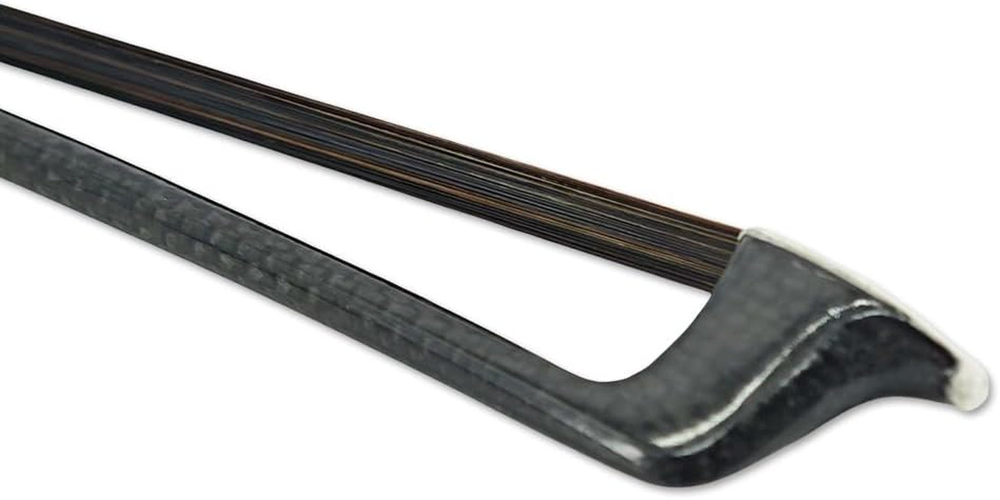 Carbon Fiber 4/4 Violin Bow Full Size Snakewood Frog with Fleur De Lis Inlay Black Mongolian Bow Hair Well Balanced& Pernambuco Level
