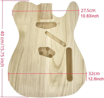 Unfinished Guitar Body, Paulownia Wood Electric Guitar Body for DIY Guitar Building & Customization Projects