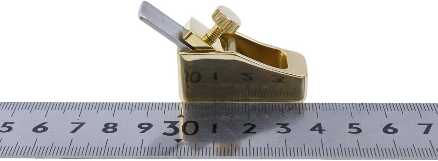 Brass Luthier Plane Woodworking Tool Flat Bottom/Convex Bottom High-Speed Steel Blade Violin/Viola/Cello Thumb Planer Durable (Flat Bottom)