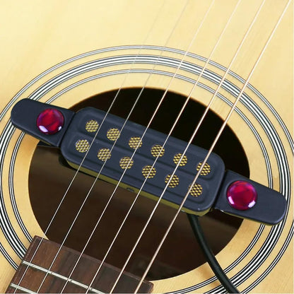 Sound Hole Pickups 12 Soundhole Magnetic Pickups with 1/4Inch Jack for Acoustic Classic Guitars (Black-Red)