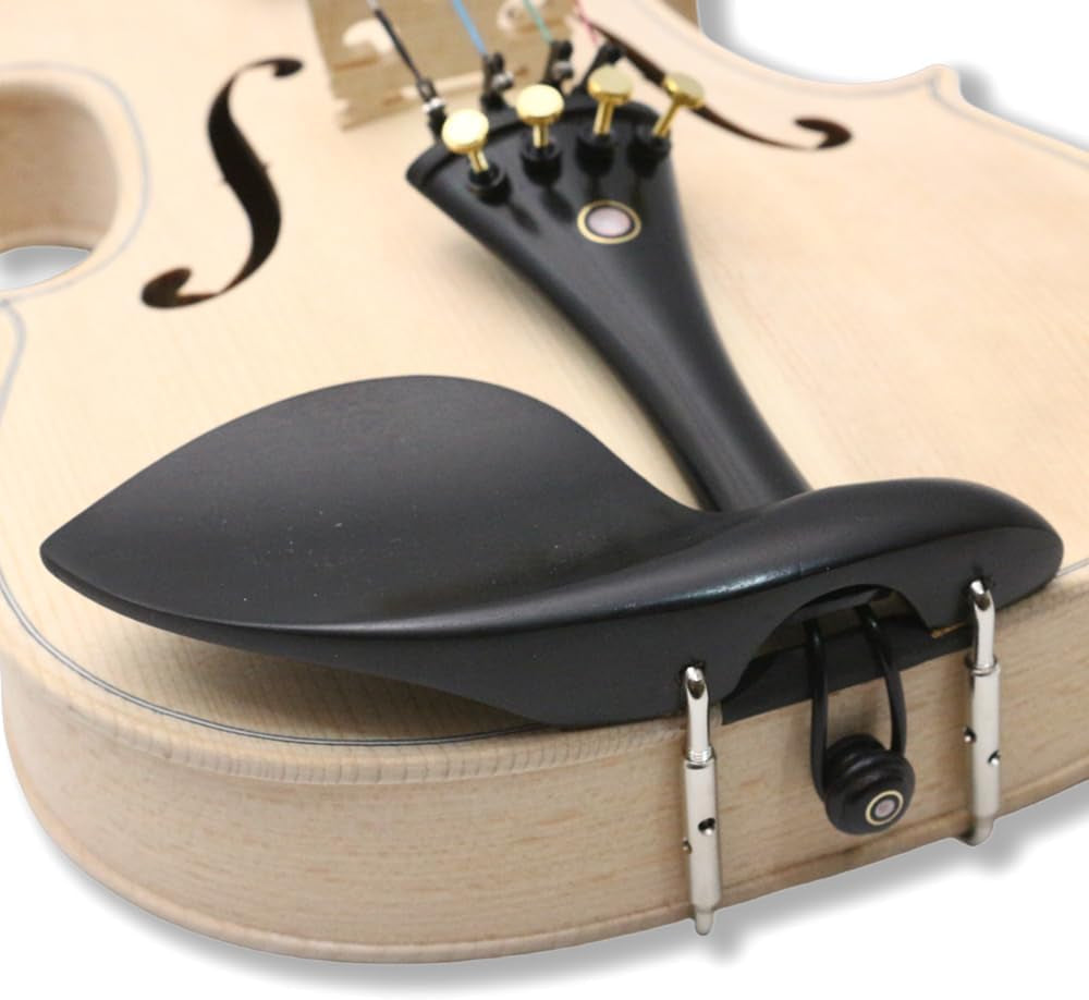 4 String Acoustic White Violin 4/4 Full Size Spruce Top,Maple Back and Sides,Ebony Fittings Unfinished for Student,Beginner Diy Handcrafted (Violin with Case and Bow)