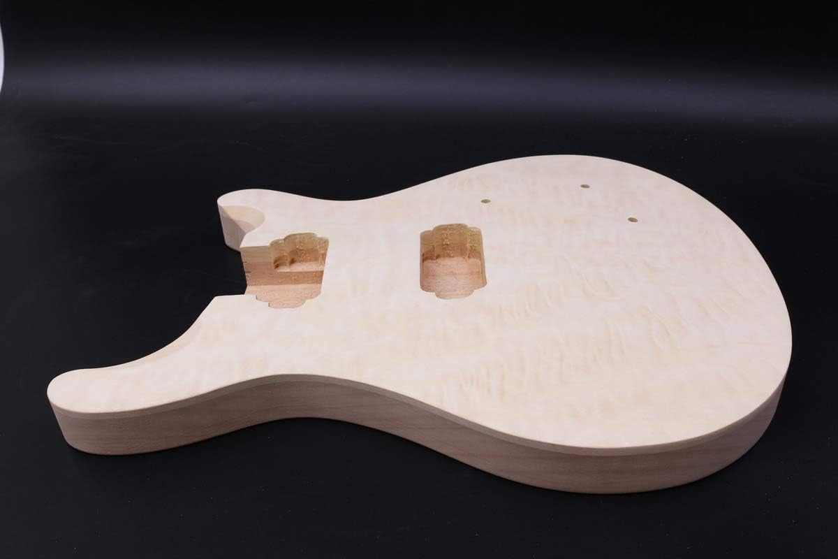 1Set Guitar Kit Guitar Neck 22Fret Quilted Maple Cap Guitar Body Mahogany Dot Inlay Maple Fretboard DIY Guitar