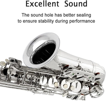 Saxophone Alto Beginner Kit for Adults & Students - Eb Nickel-Plated Sax with Case, Reeds, Mouthpiece & Straps - Professional Setup, Easy to Play (Nickel)