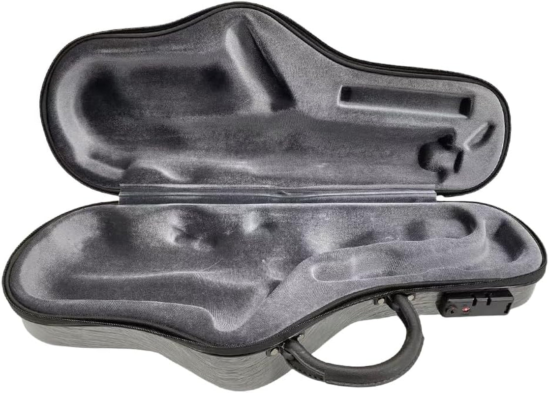 Composite Carbon Fiber Alto Saxophone Case - Lightweight, Durable, and Water-Resistant Protective Hard Case for Alto Sax with Comfortable Shoulder Strap and Plush Interior (Grey)