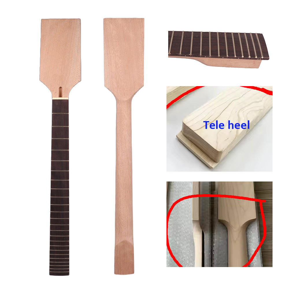Yinfente New paddle guitar neck Mahogany 24fret 25.5inch Bolt on heel Rosewood fretboard without Inlay