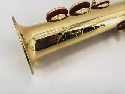 Yinfente Straight Soprano Saxophone Bb B Flat Sax with Case, Mouthpiece,Reeds & Accessories Brass Woodwind Instrument for Beginners,Adults & Advanced Players