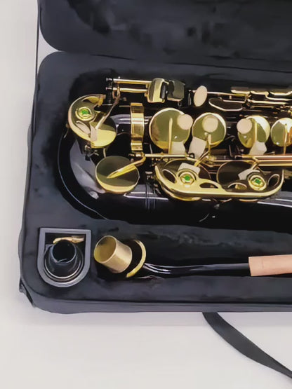 Yinfente Alto Saxophone Eb for Beginners - Complete Saxophone Kit with Hard Case, Mouthpiece, Neck Strap, Reeds, Cleaning Kit - Ideal for Students & Professionals (Black)