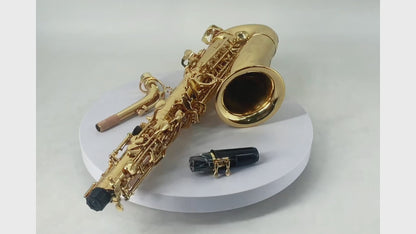 Yinfente Alto Saxophone Eb Gold Lacquer Finish Complete Starter Kit with Case Reeds for Entry & Intermediate Musicians or Beginners
