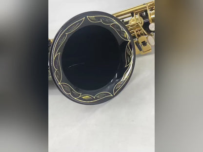 Yinfente Tenor Saxophone B flat Black Lacquer with Carrying Case Mouthpiece Reeds Cleaning Kit,Tenor Sax for Beginners, and Musicians