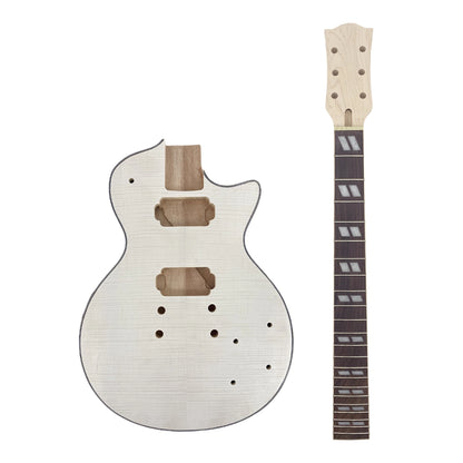 Yinfente unfinished guitar kit neck 22fret 24.75inch bolt on heel guitar body Flame maple Veneer