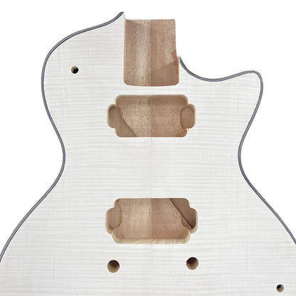 Yinfente unfinished guitar kit neck 22fret 24.75inch bolt on heel guitar body Flame maple Veneer